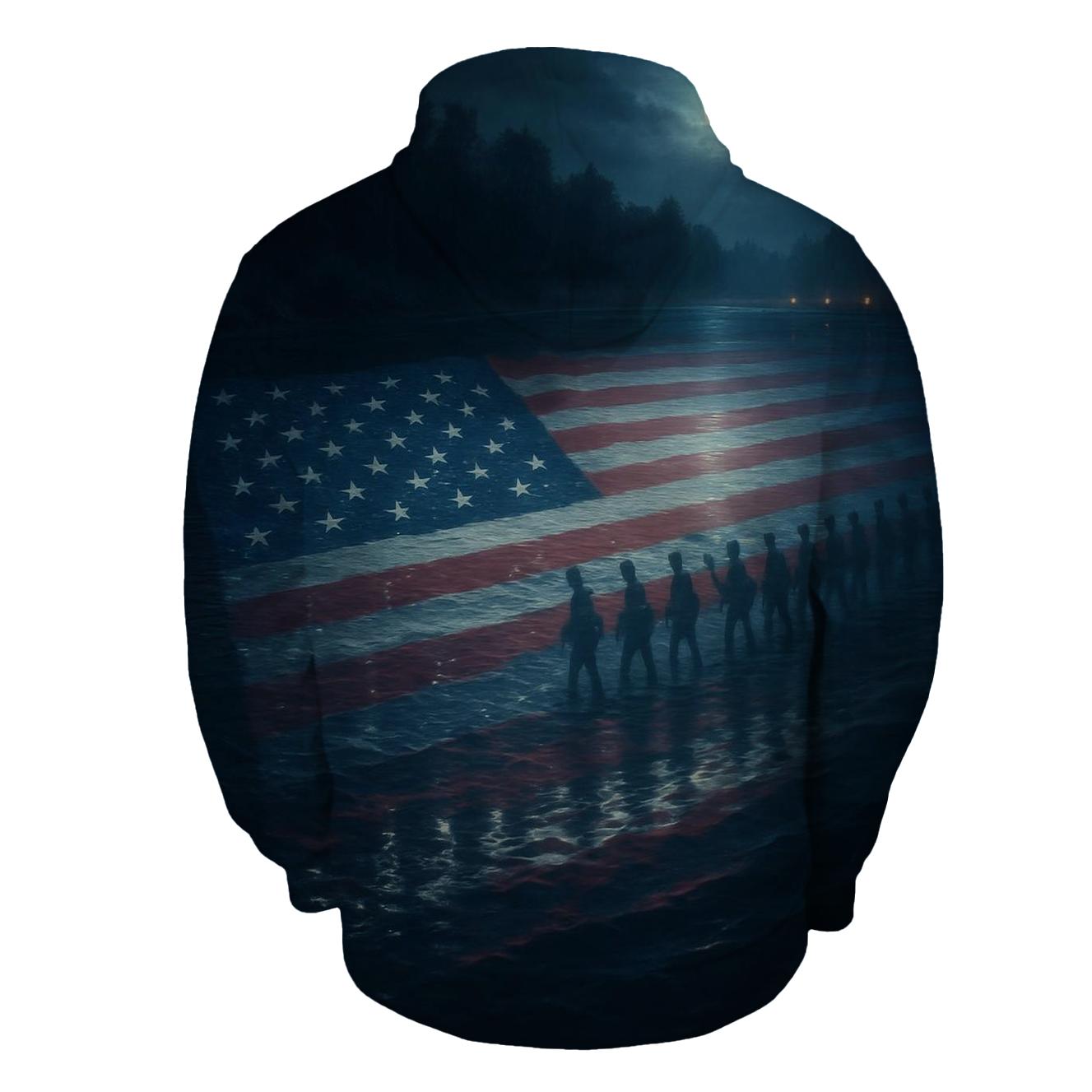 Ghost Platoon In Flag Reflection Water printed hoodies