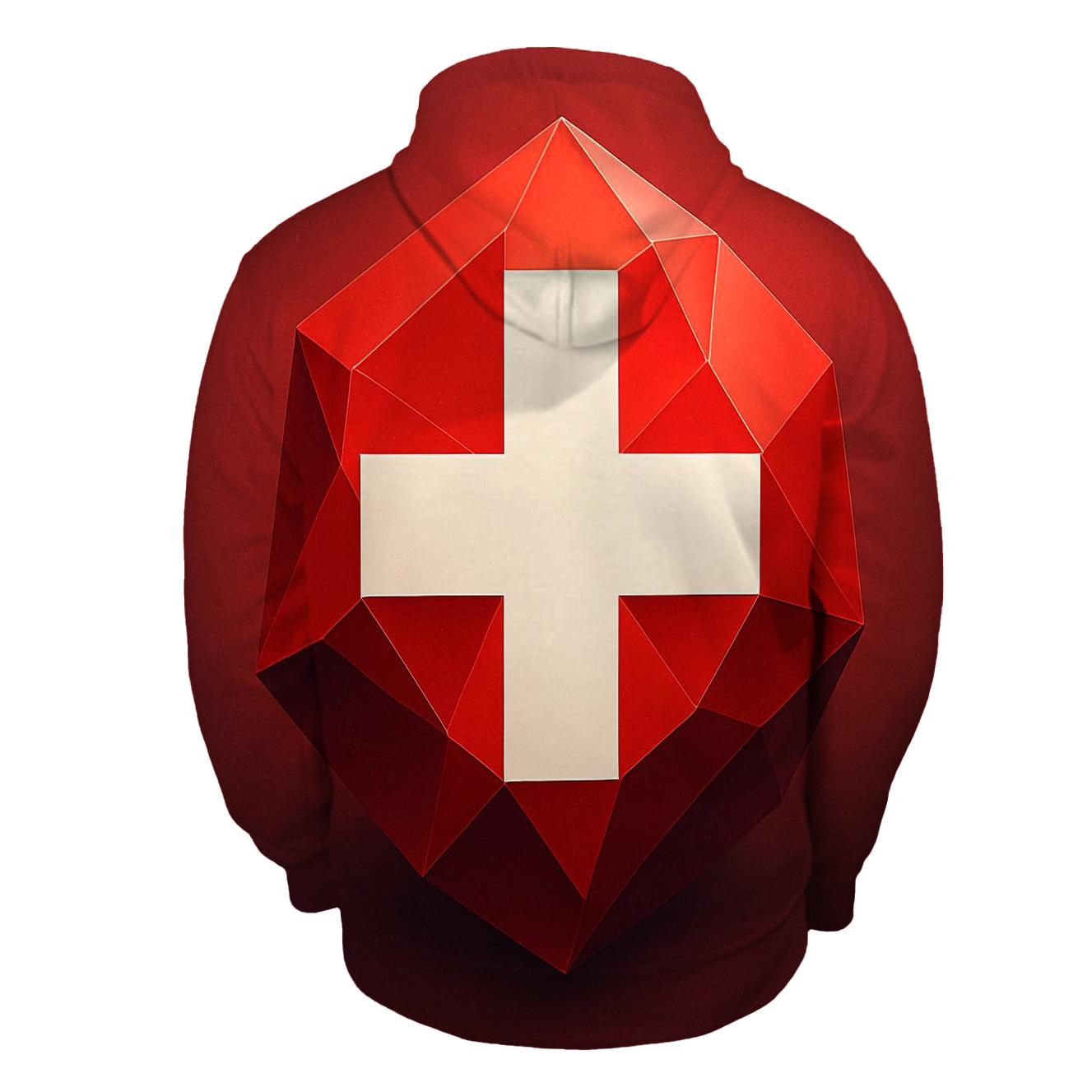 Minimalist Geometric Flag Of Switzerland As Alpine Crystal custom hoodies
