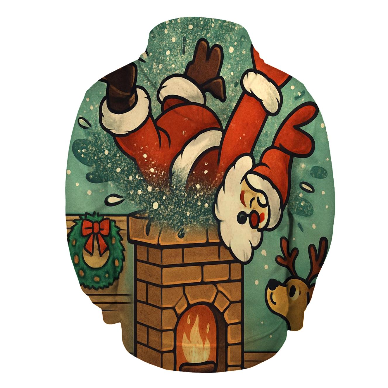 Santa Stuck In Chimney With Sparkle Soot lightweight hoodies