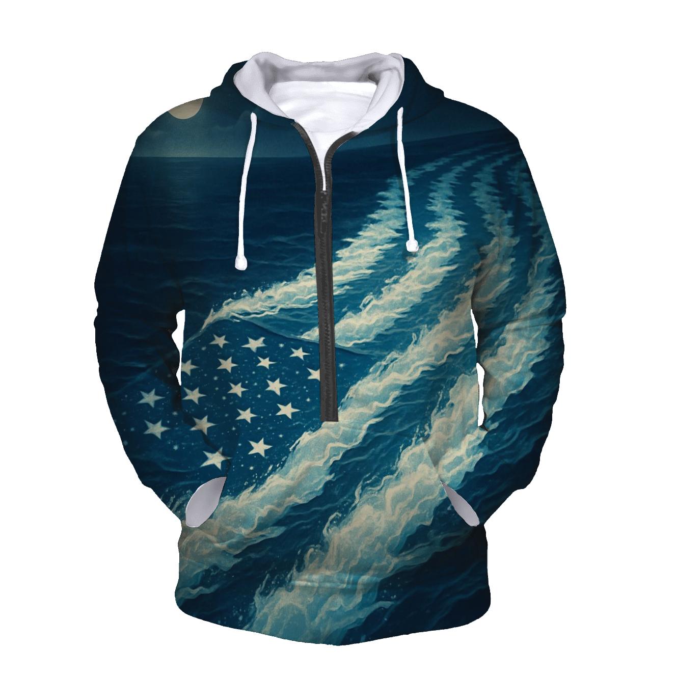 Midnight Naval Wake Flag Crest hoodie designs