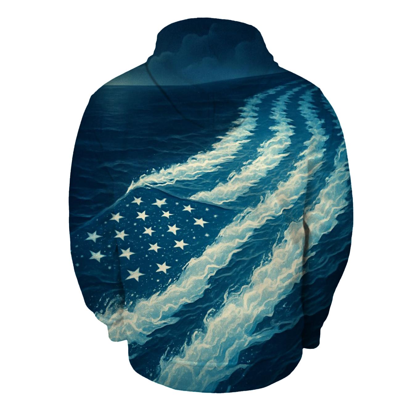 Midnight Naval Wake Flag Crest hoodie designs