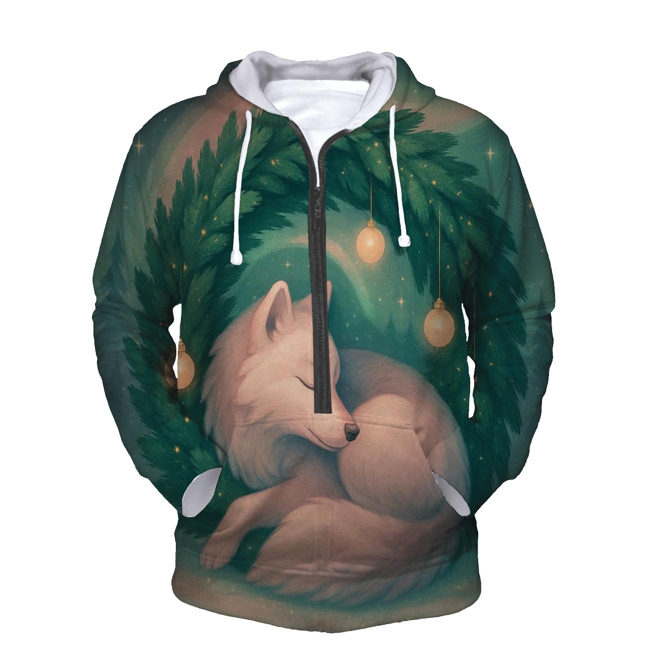 Aurora Wreath Wolf In Winter Pines lightweight hoodies