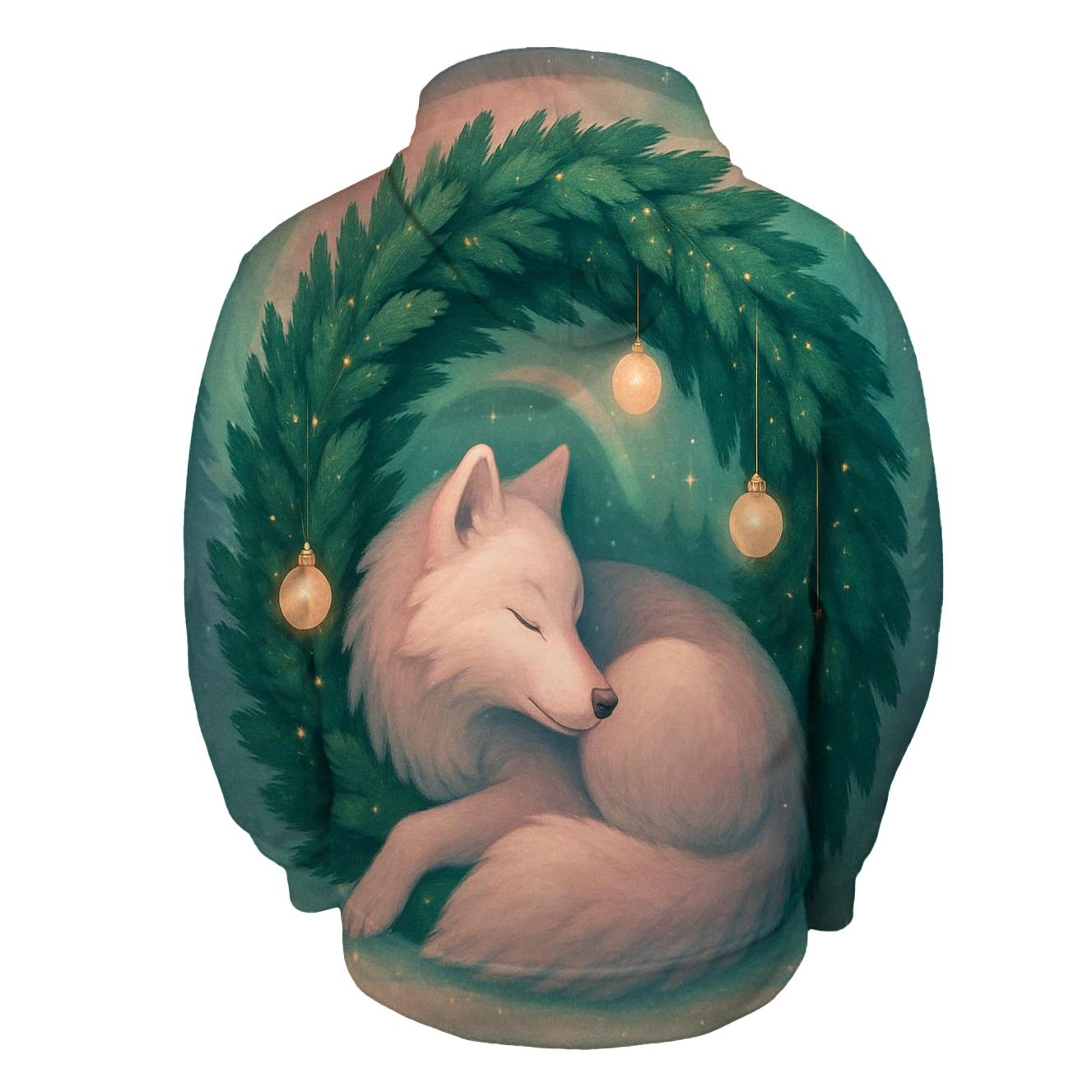 Aurora Wreath Wolf In Winter Pines lightweight hoodies