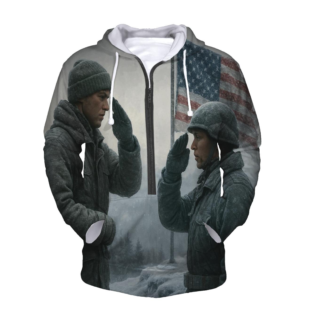 Honor Salute At Snowy Flag Ridge zip-up hoodies