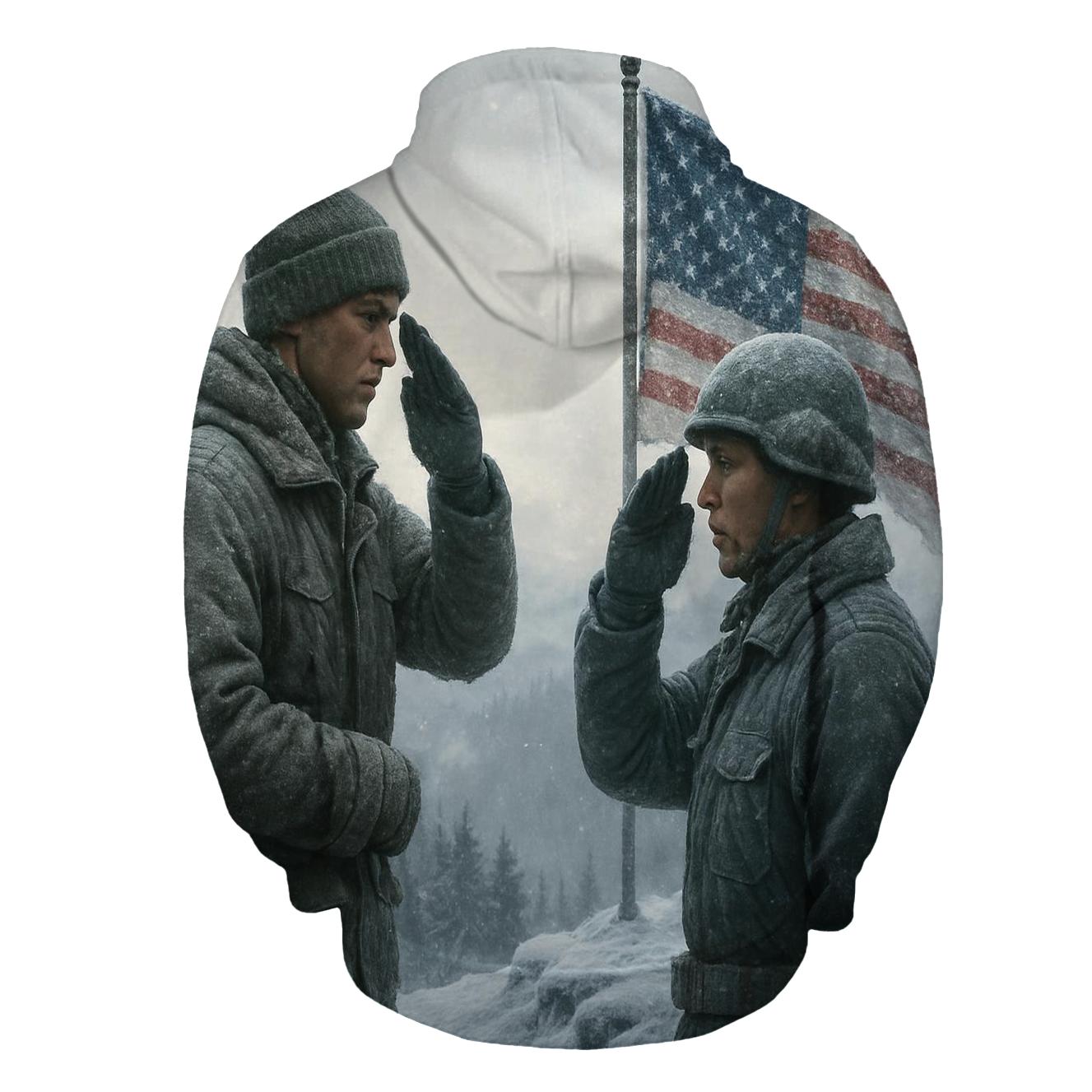 Honor Salute At Snowy Flag Ridge zip-up hoodies