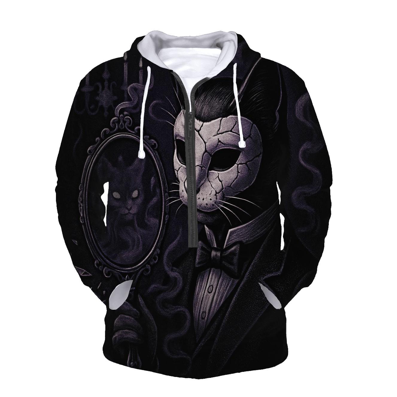 Haunted Mirror Masquerade Cat pullover hoodies