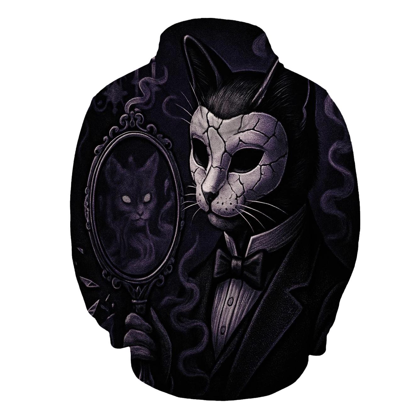 Haunted Mirror Masquerade Cat pullover hoodies