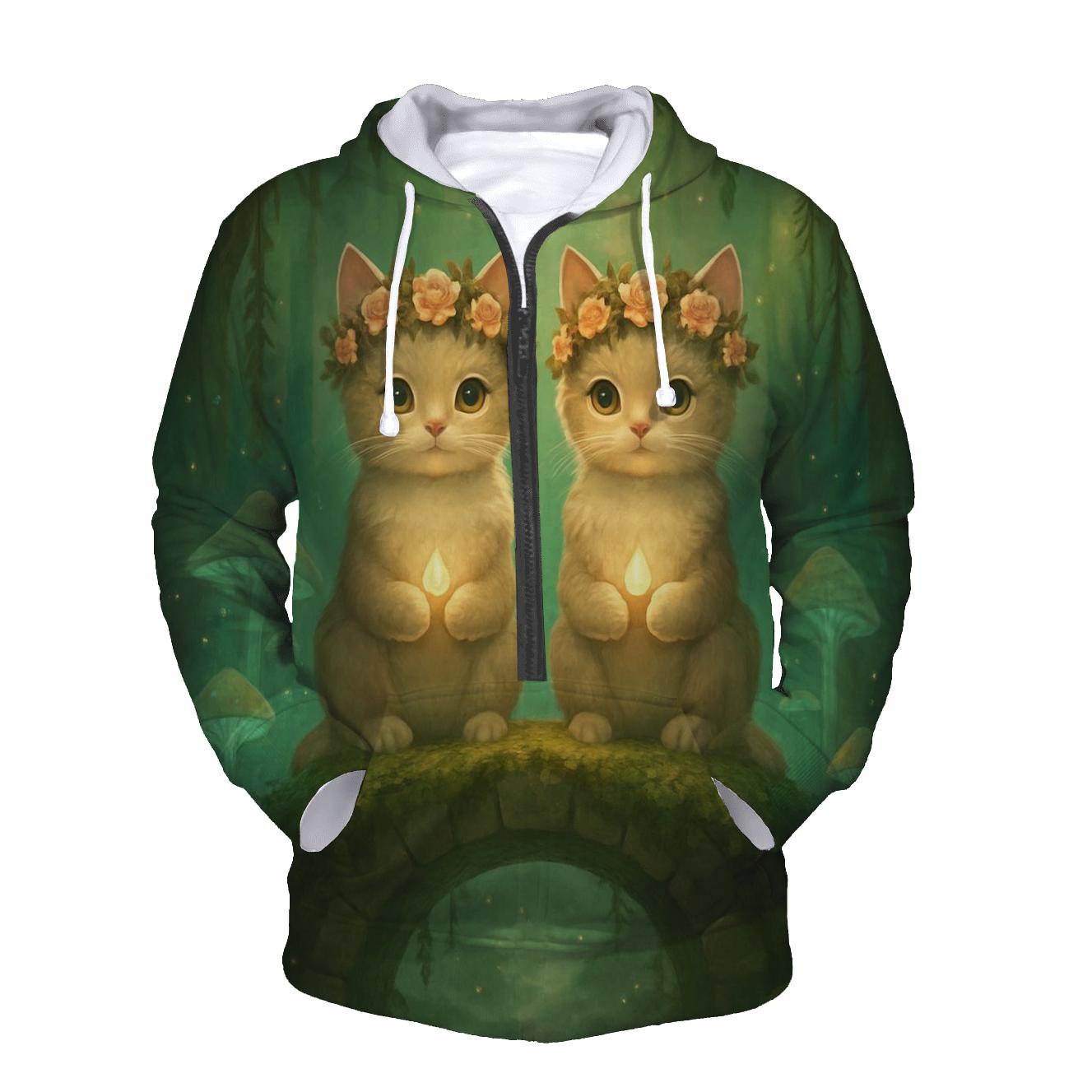 Mossy Shrine Guardian Kittens hoodie designs