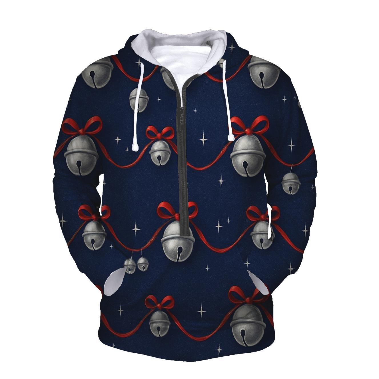 Silver Bell Wave Pattern On Indigo Background hoodie trends