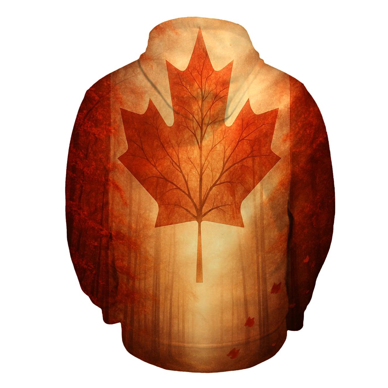 Flag Of Canada Morphing Into Maple Forest In Autumn Wind hoodie styles