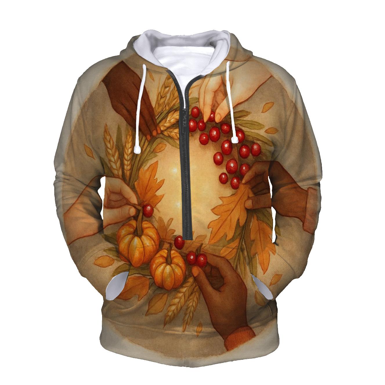 Autumn Wreath Of Shared Hands hoodie designs