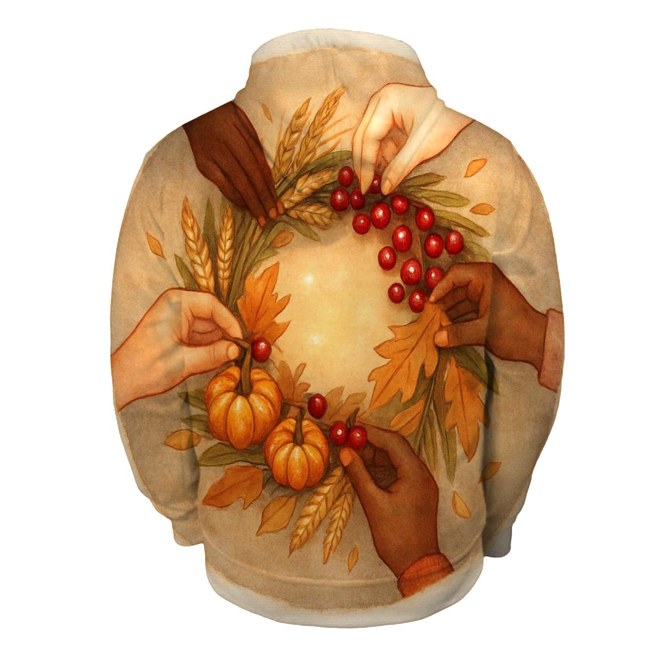 Autumn Wreath Of Shared Hands hoodie designs