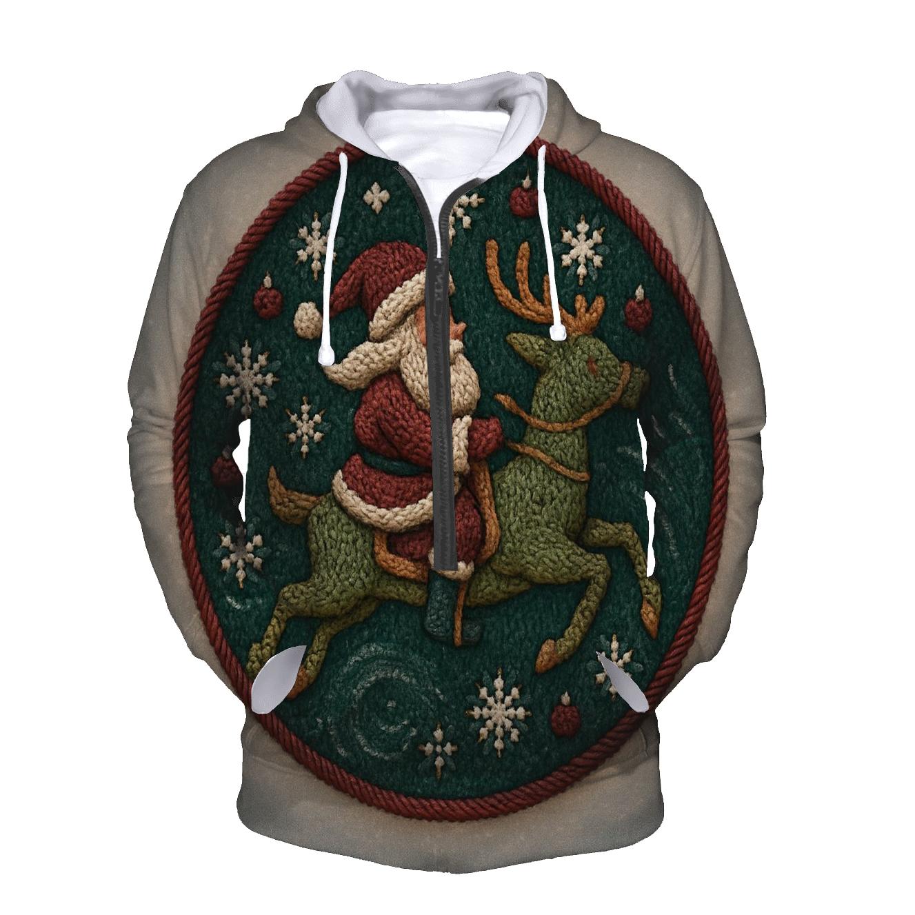 Knitted Pattern Santa And Reindeer Carousel Dream custom hoodies