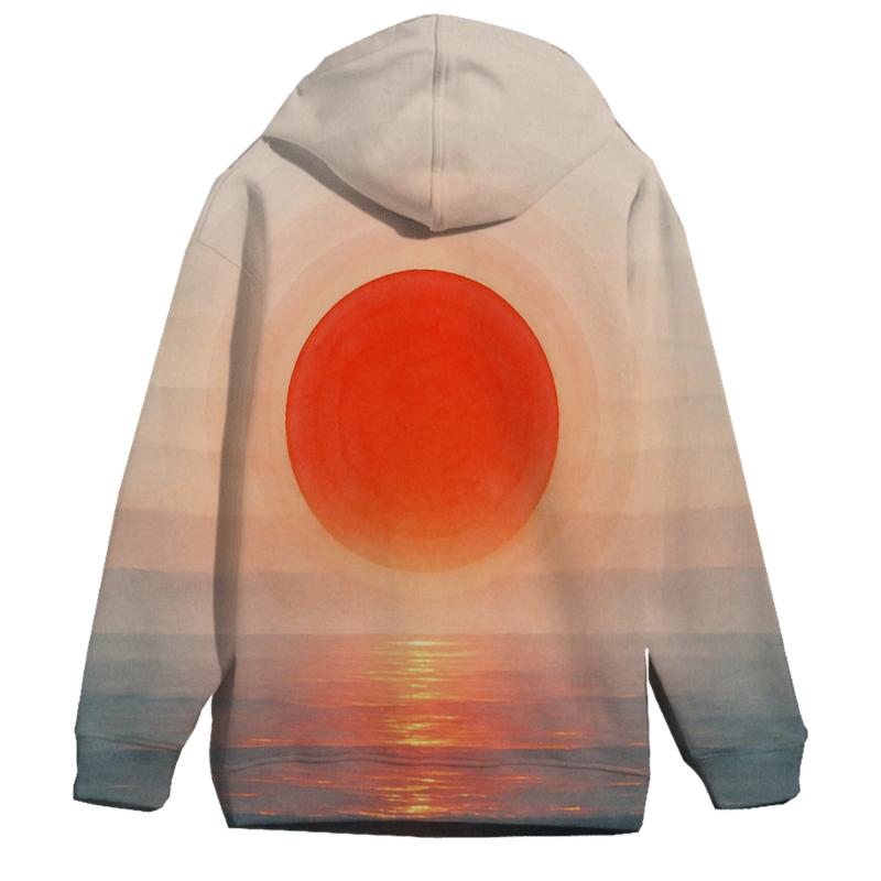 Abstract Flag Of Japan As Rising Sun Ocean Horizon designer hoodies