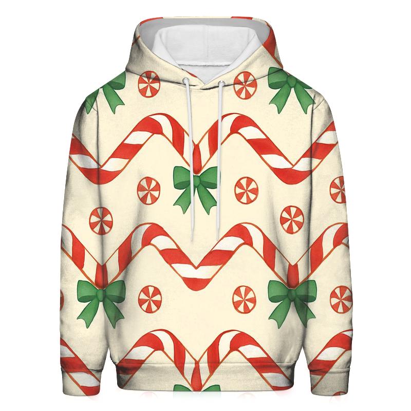 Candy Cane Chevron Stripe On Warm Cream Background zip-up hoodies