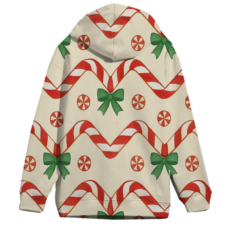 Candy Cane Chevron Stripe On Warm Cream Background zip-up hoodies