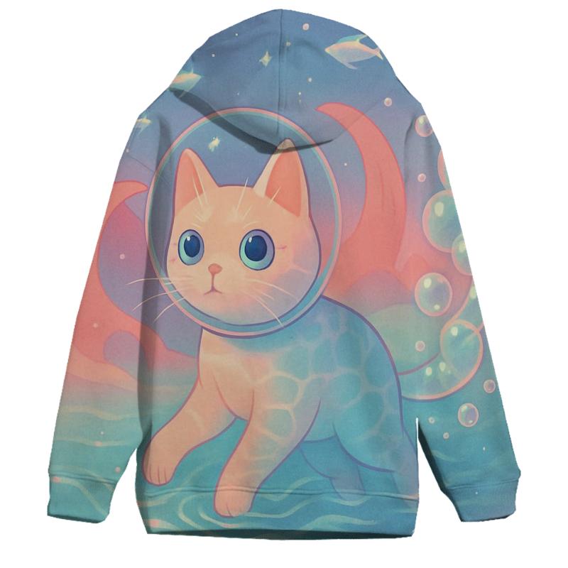 Coral Reef Dream Diver Cat hoodie trends