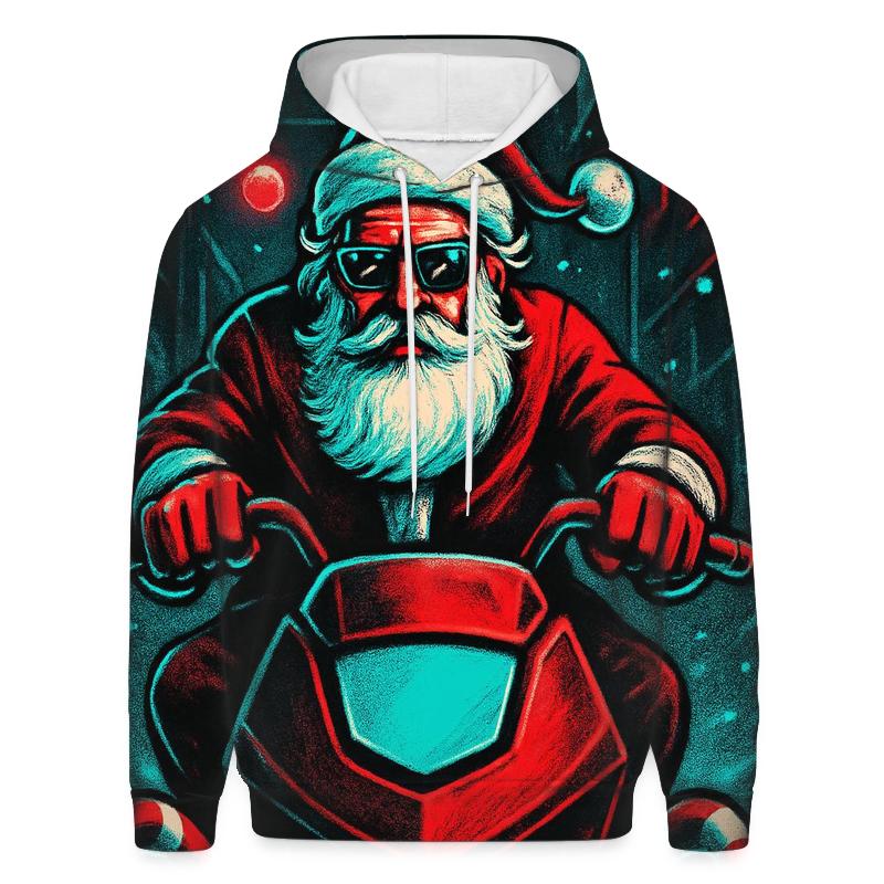Neon Sleigh Street Racer Santa designer hoodies