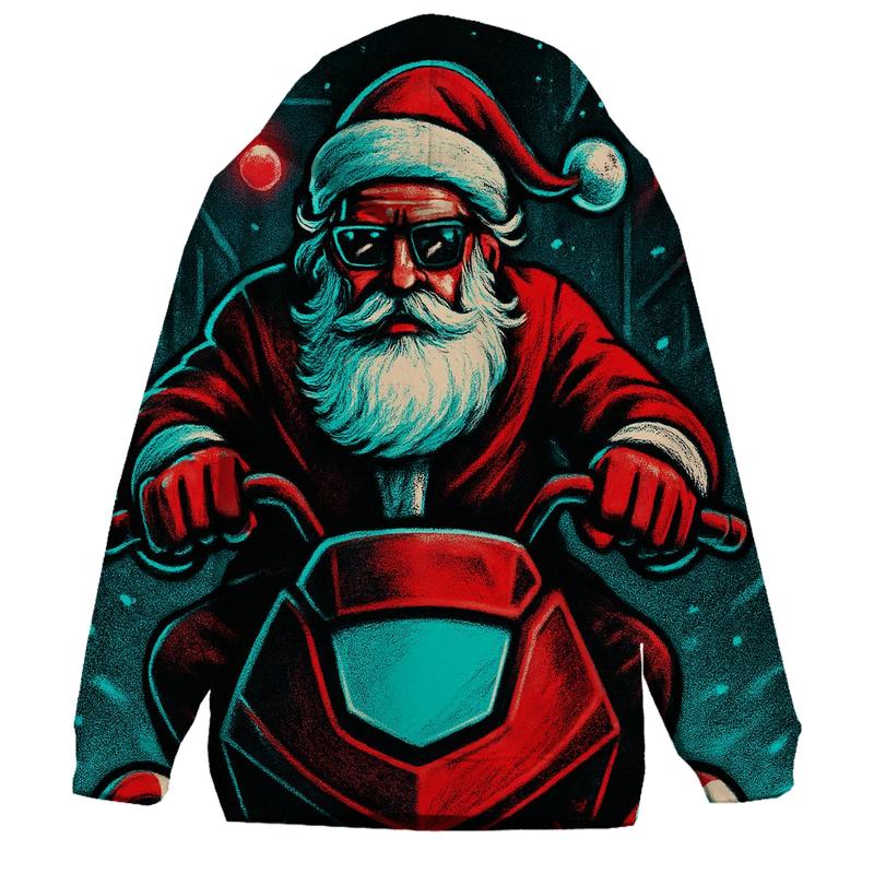 Neon Sleigh Street Racer Santa designer hoodies