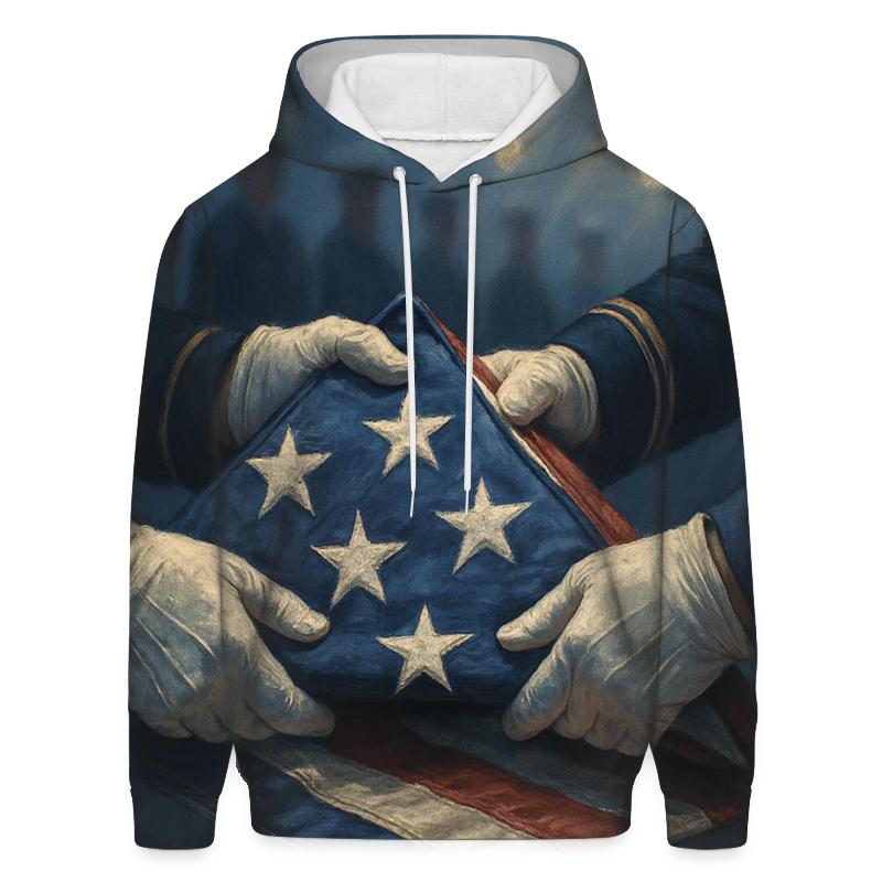 Folding Ceremony In Blue Hour Glow zip-up hoodies
