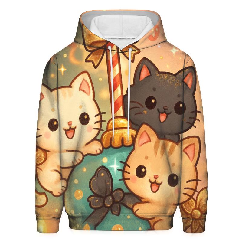 Christmas Cats Tangled In Tinsel Carousel embroidered hoodies