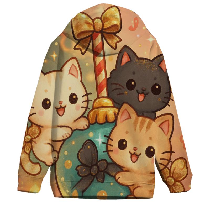 Christmas Cats Tangled In Tinsel Carousel embroidered hoodies