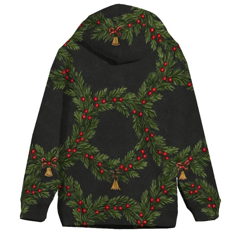 Evergreen Wreath Ring Repeat On Charcoal Background hoodies fashion