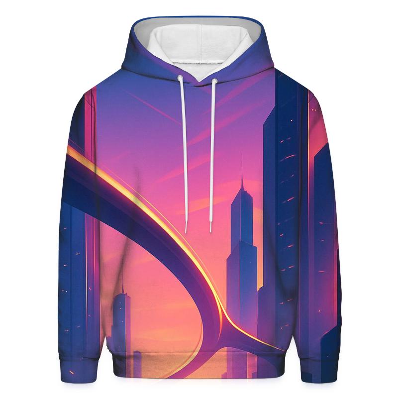 Neon Dusk Over Silent Sky Bridges hoodies fashion