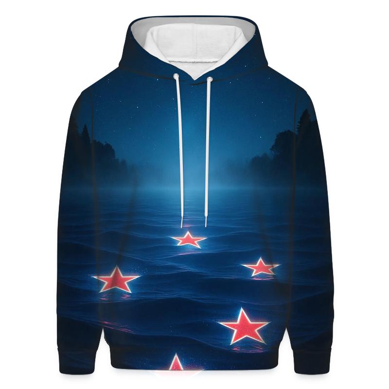 Surreal Flag Of New Zealand As Night Sky Reflection pullover hoodies