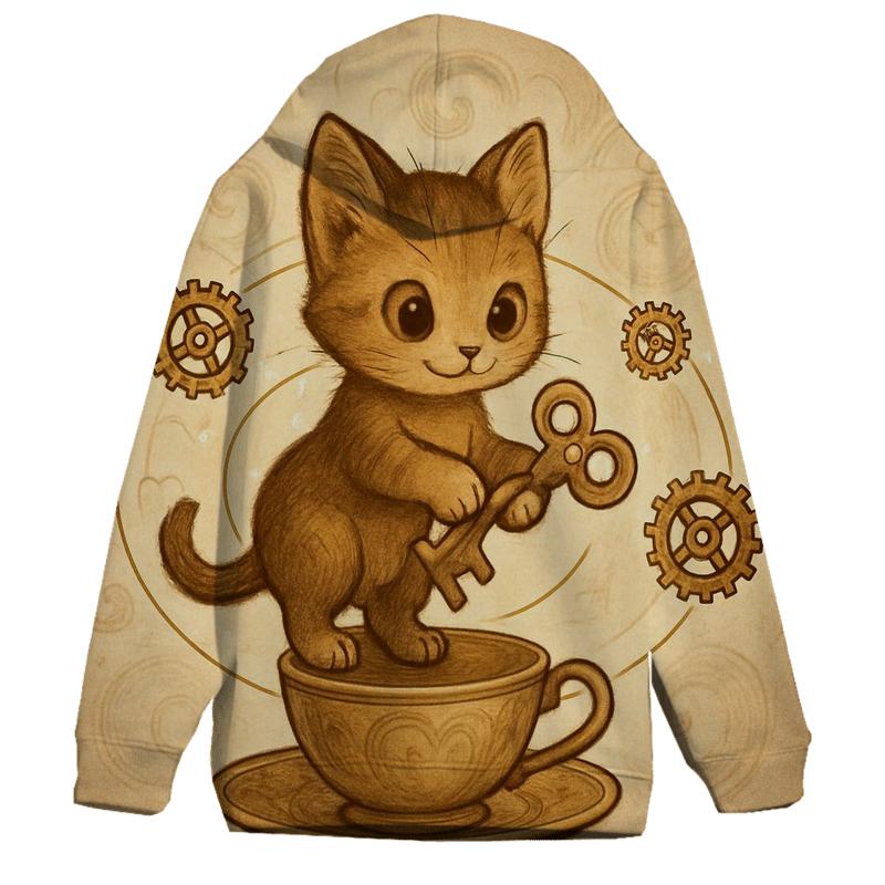 Clockwork Tea Party Kitten Orbit pullover hoodies