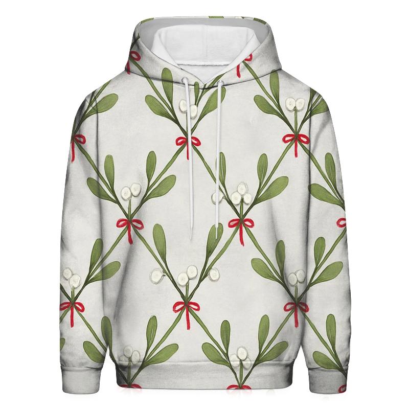Mistletoe Crosshatch Trellis On Light Gray Background lightweight hoodies