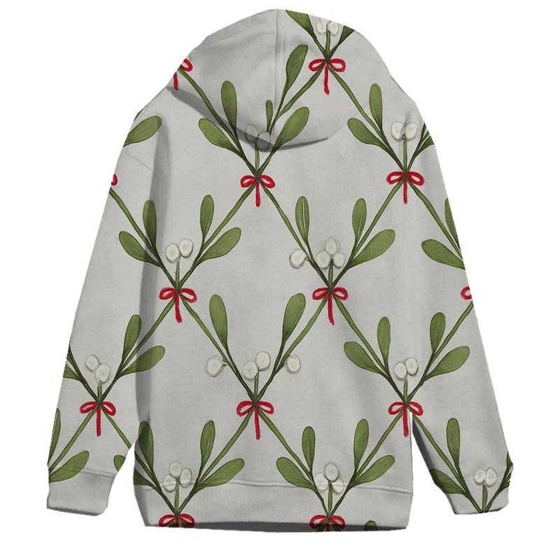 Mistletoe Crosshatch Trellis On Light Gray Background lightweight hoodies