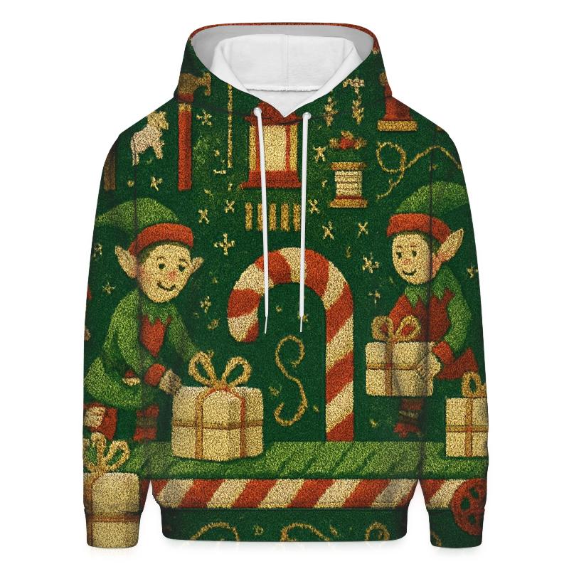 Elf Workshop Candy Cane Conveyor zip-up hoodies