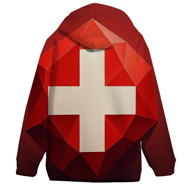 Minimalist Geometric Flag Of Switzerland As Alpine Crystal pullover hoodies