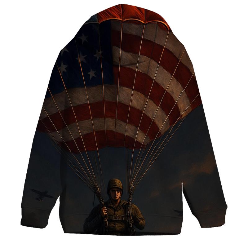 Paratrooper Descent Through Starfield Stripes heavyweight hoodies