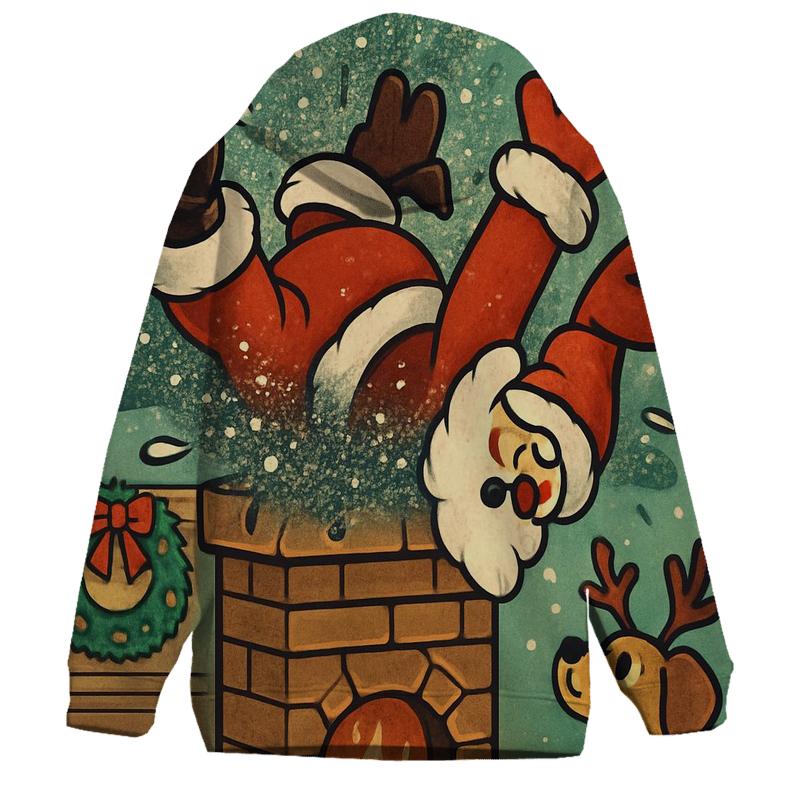 Santa Stuck In Chimney With Sparkle Soot custom hoodies