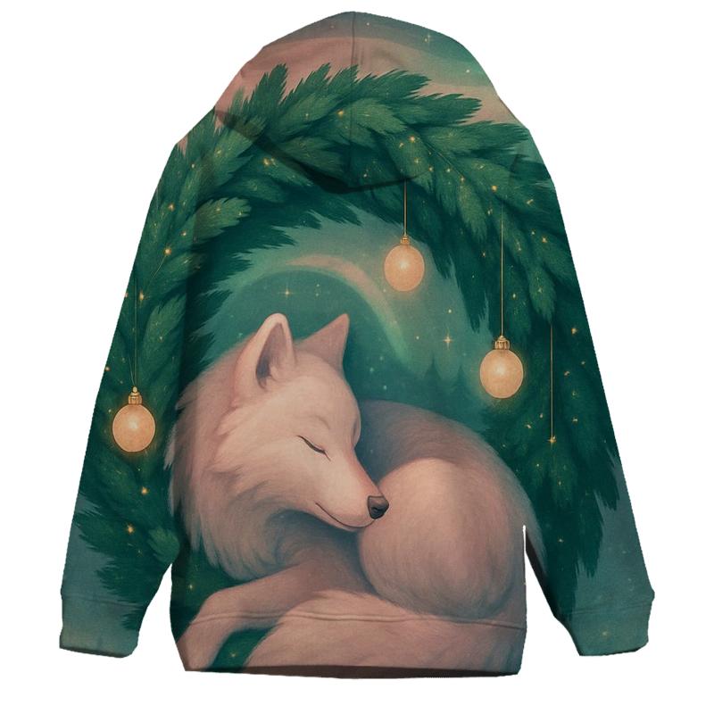 Aurora Wreath Wolf In Winter Pines hoodie styles