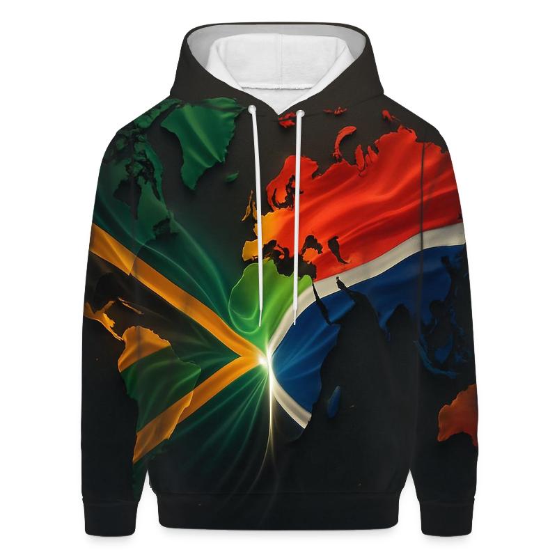 World Map Gradient Flag Of South Africa In Modern Light premium hoodies