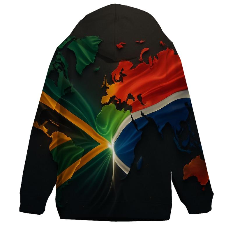 World Map Gradient Flag Of South Africa In Modern Light premium hoodies