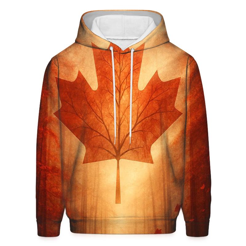 Flag Of Canada Morphing Into Maple Forest In Autumn Wind zip-up hoodies