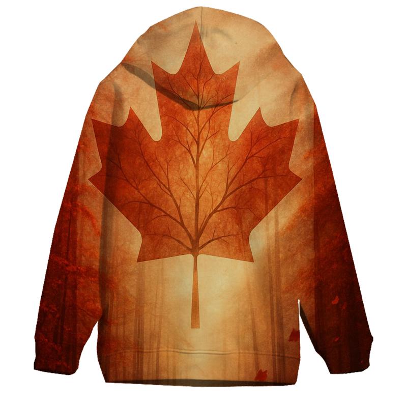 Flag Of Canada Morphing Into Maple Forest In Autumn Wind zip-up hoodies