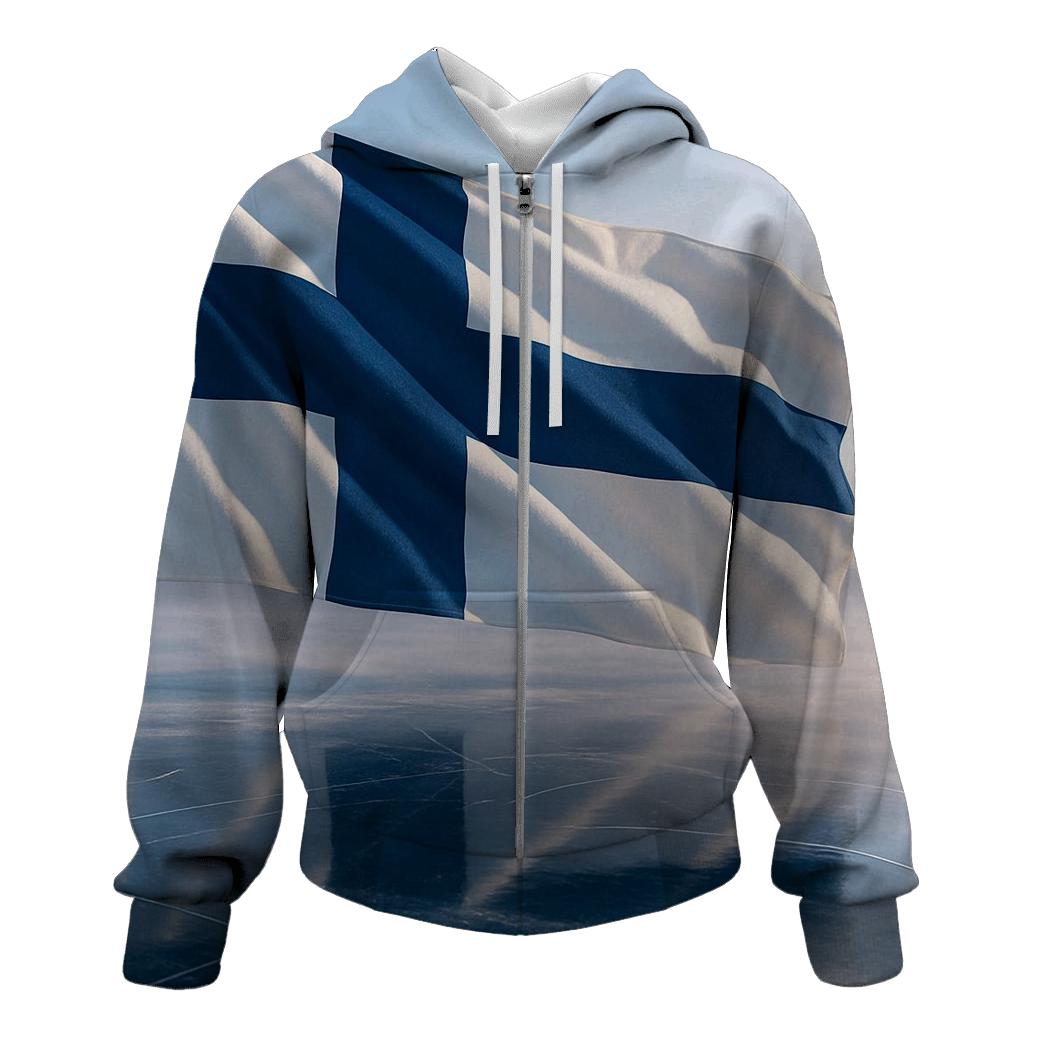 Aurora Fabric Flag Of Finland Over Frozen Lake hoodie trends