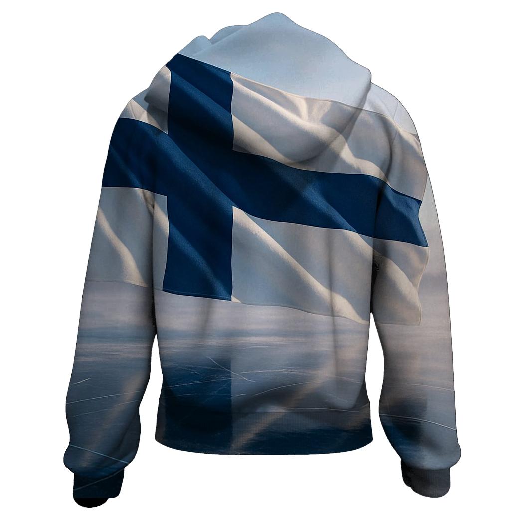 Aurora Fabric Flag Of Finland Over Frozen Lake hoodie trends