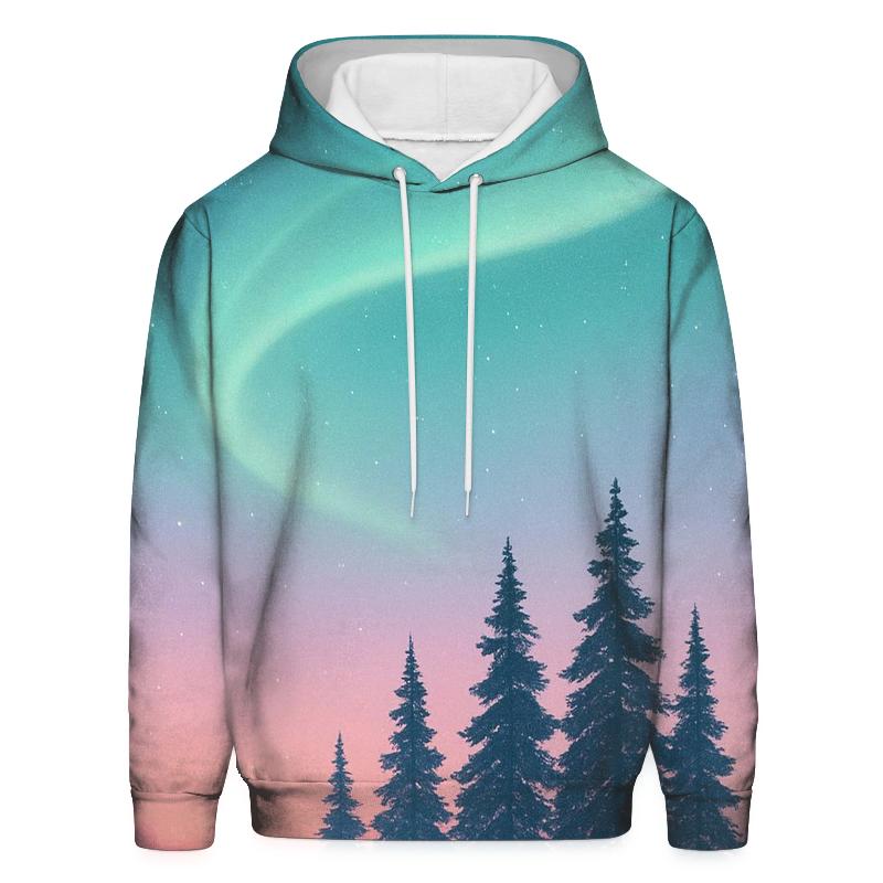 Aurora Tinged Sunset Above Polar Pines zip-up hoodies