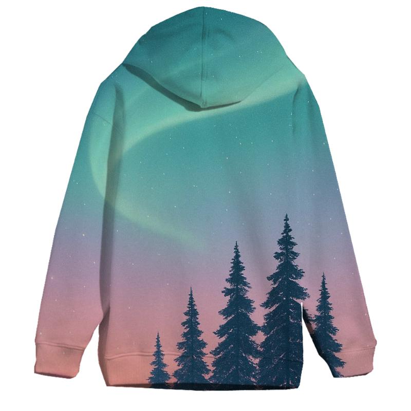 Aurora Tinged Sunset Above Polar Pines zip-up hoodies