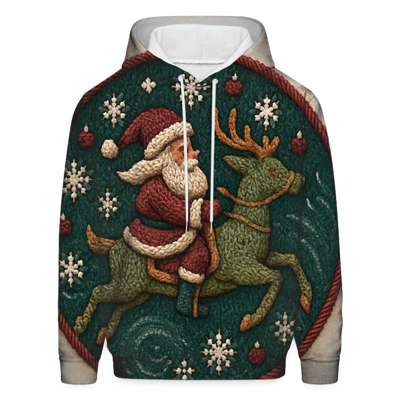 Knitted Pattern Santa And Reindeer Carousel Dream hoodies fashion