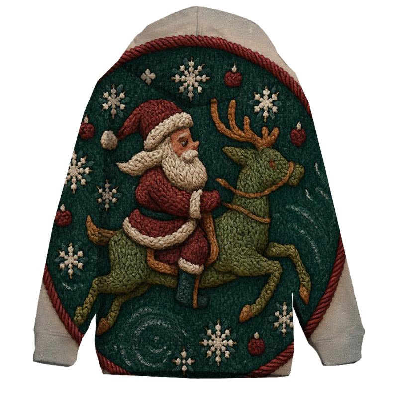 Knitted Pattern Santa And Reindeer Carousel Dream hoodies fashion