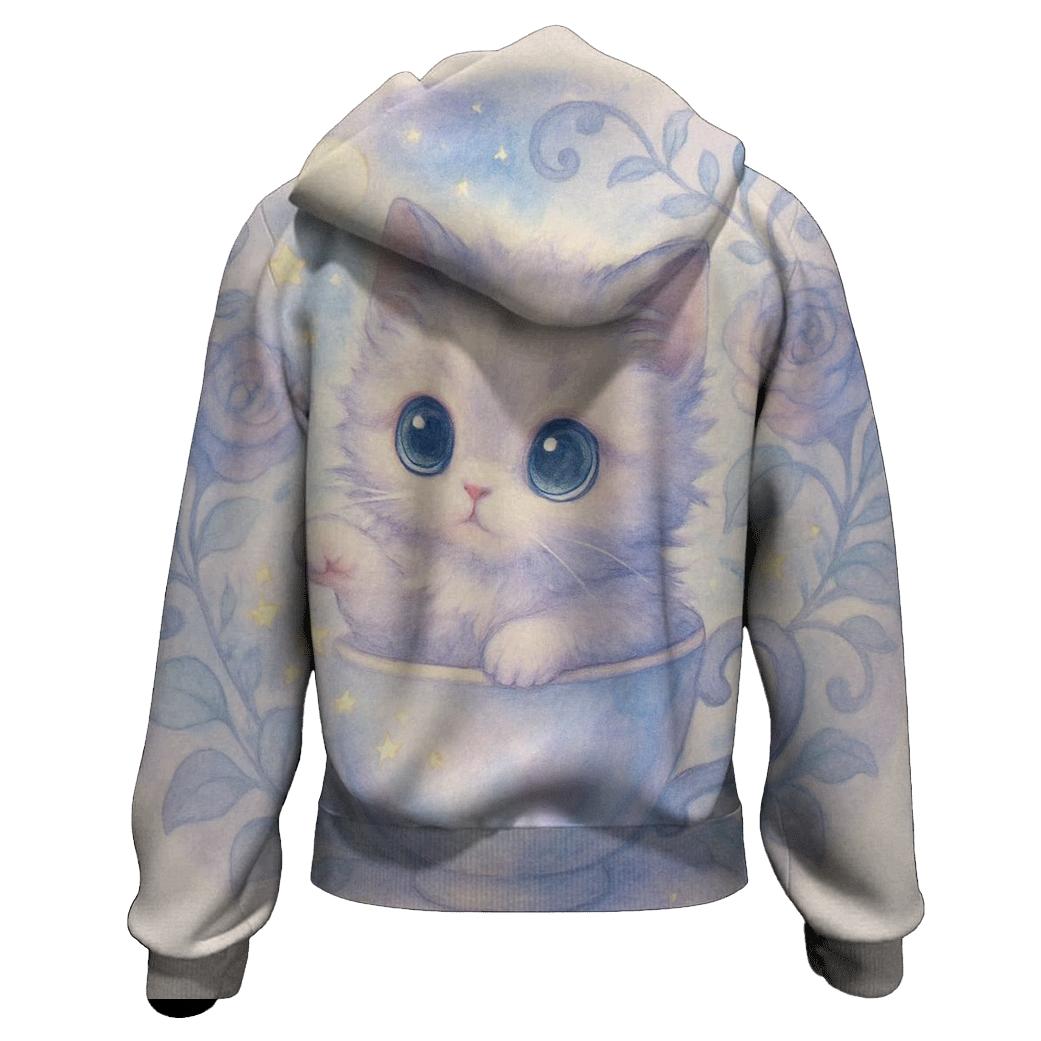 Moonlit Teacup Kitten Garden heavyweight hoodies