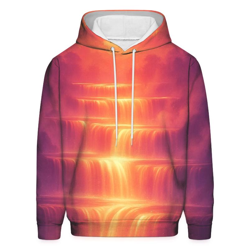 Rose Gold Sunset Over Terraced Waterfalls premium hoodies