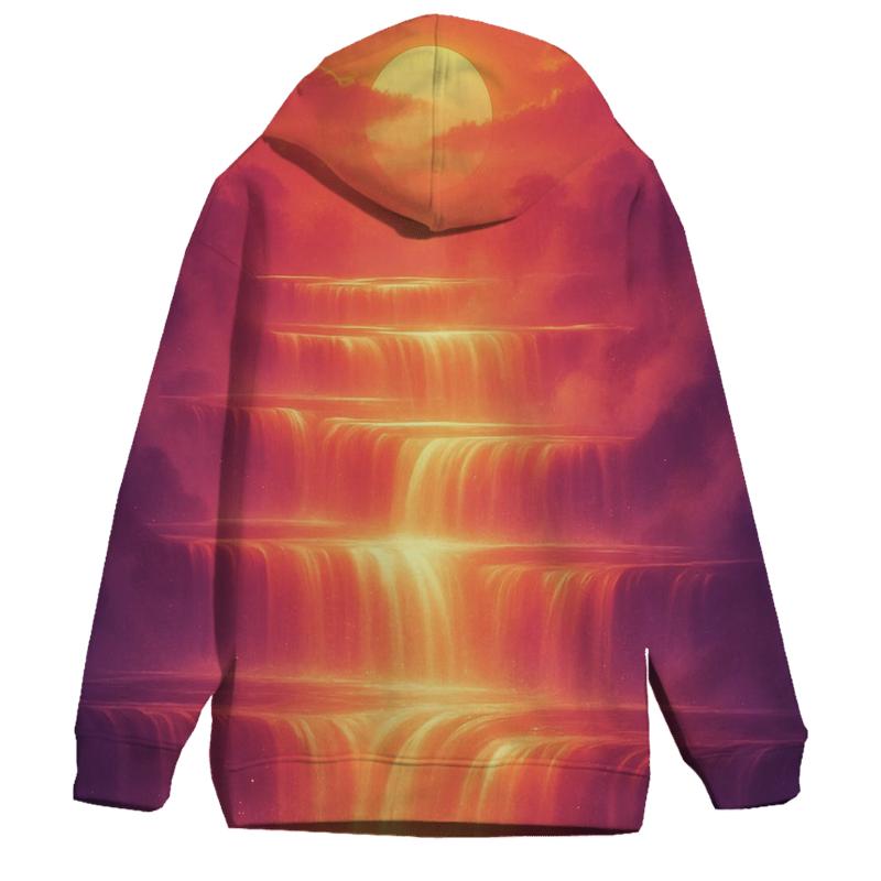 Rose Gold Sunset Over Terraced Waterfalls premium hoodies